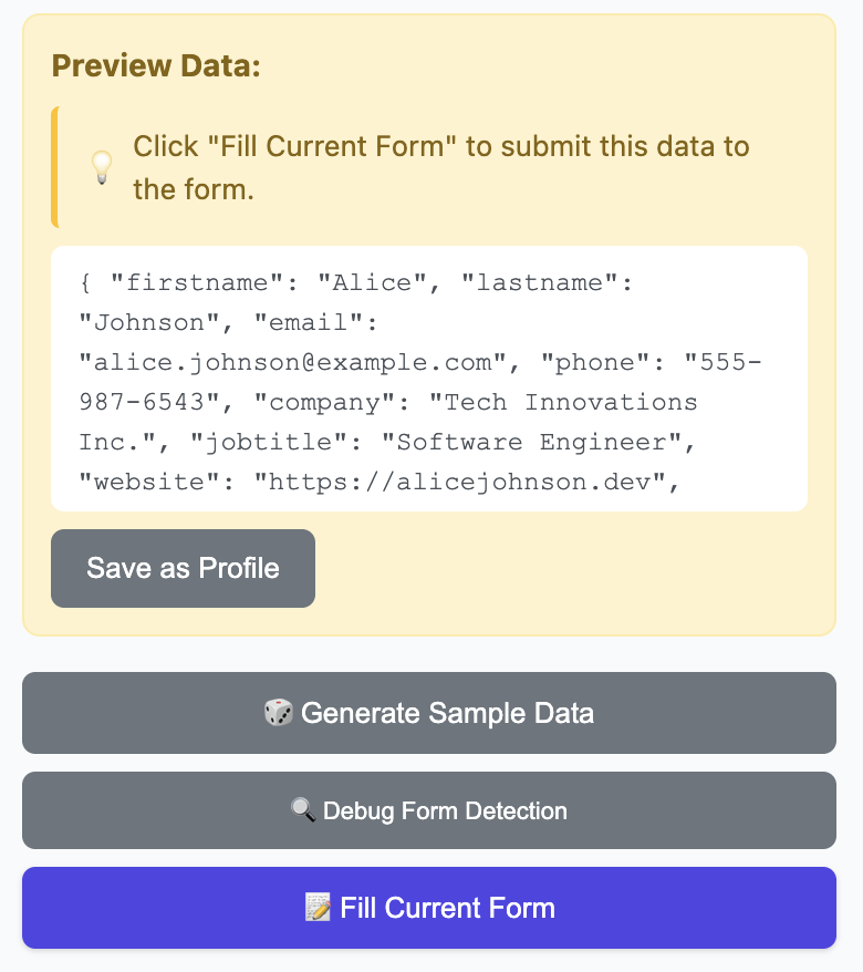 Preview data screen